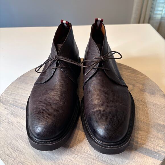 Bally Vilmar Brown Saffiano Leather Chukka Boots Men’s Size 11 D Switzerland - Picture 4 of 12